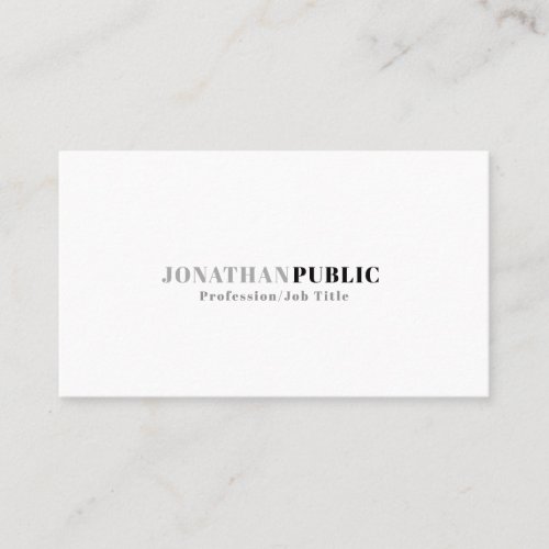 Modern Professional Elegant White Grey Clean Plain Business Card