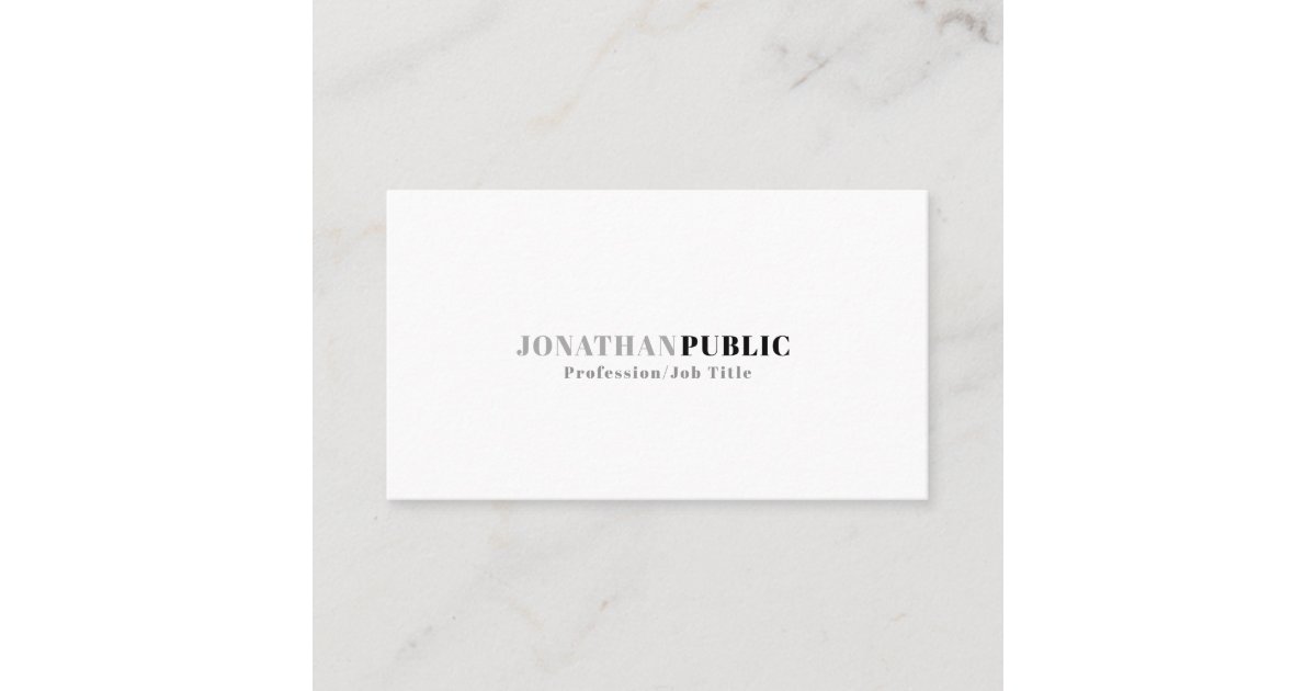 Modern Professional Elegant White Grey Clean Plain Business Card | Zazzle