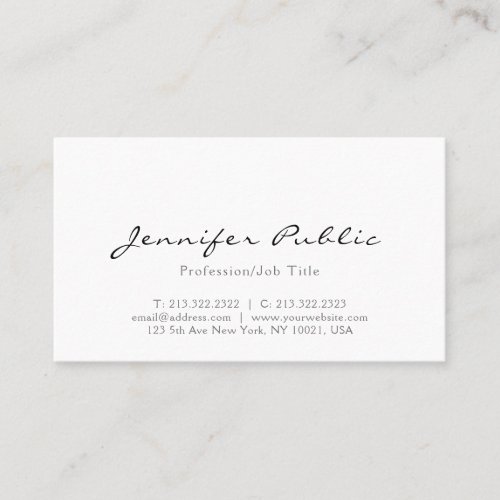 Modern Professional Elegant White Minimalist Business Card