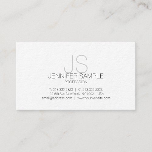 Modern Professional Elegant White  Monogram Simple Business Card