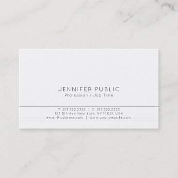 Modern Professional Elegant White Simple Plain Business Card