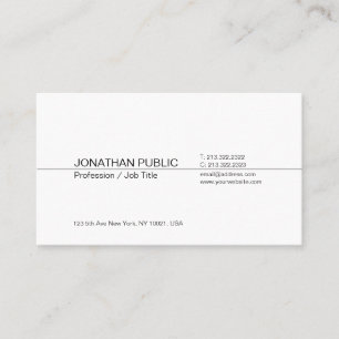Modern Professional Elegant White Simple Plain Business Card