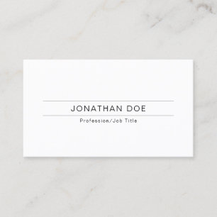 Modern Professional Elegant White Simple Plain Business Card