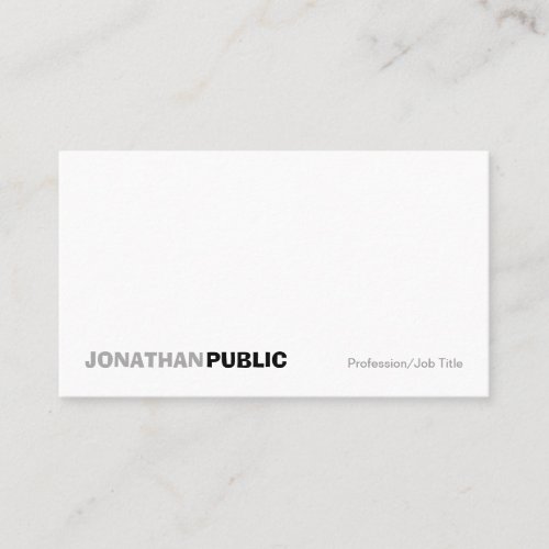 Modern Professional Elegant White Simple Plain Business Card