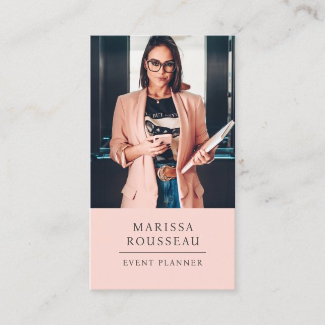 Modern Professional Event Planner Photo Business Card (Front)