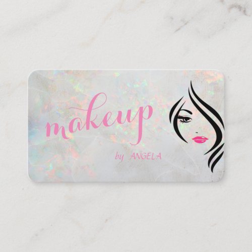 Modern Professional Face Silhouette Opal Business Card