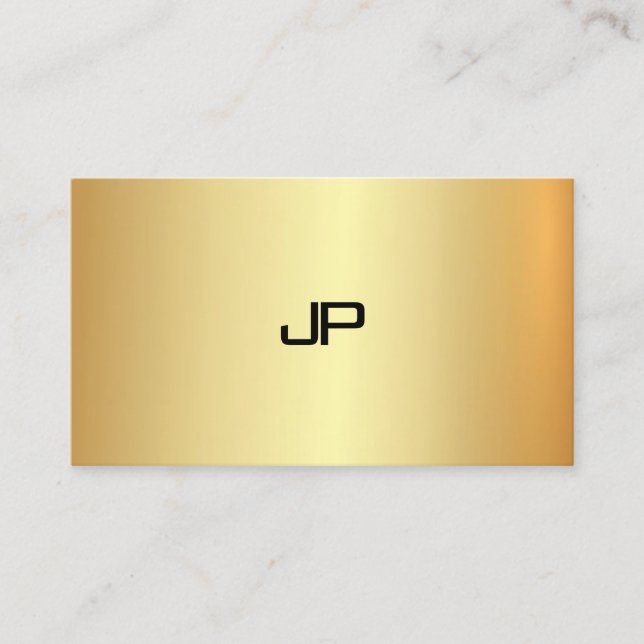 Modern Professional Faux Gold Monogram Elegant Business Card (Front)