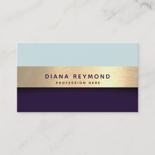 modern professional faux gold stripe teal purple business card