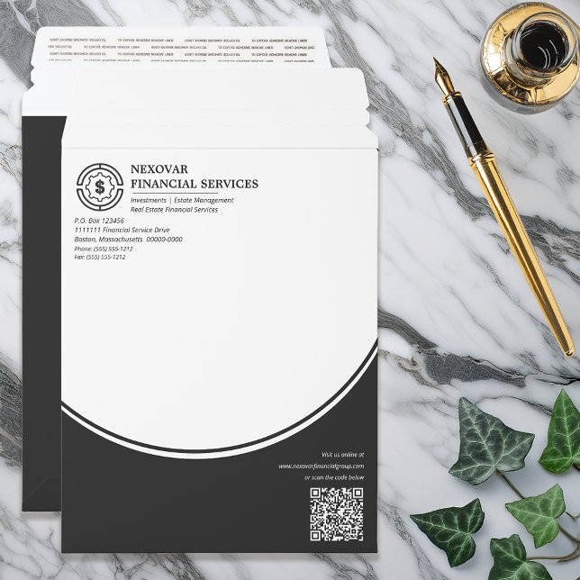 Modern Professional Financial Services Business Envelope Mailers (Modern Professional Financial Services Business Envelope Mailers - Graphite Gray | White)