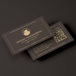 Modern Professional Flooring Contractor Espresso Business Card