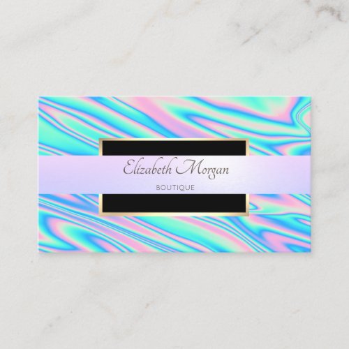 Modern Professional Frame Stripe Holographic Business Card