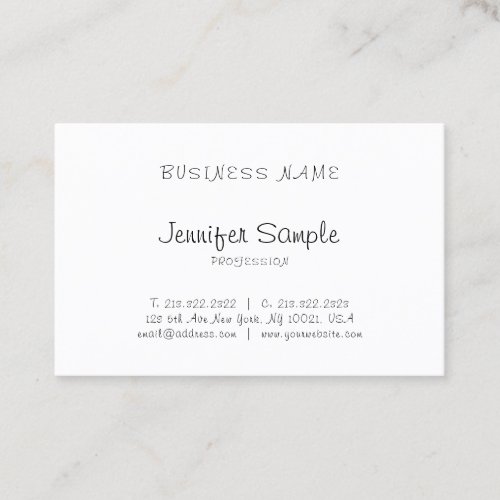 Modern Professional Freehand Script Elegant Plain Business Card