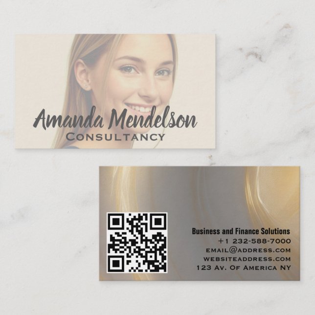 Modern professional full photo overlay QR Business Card (Front/Back)
