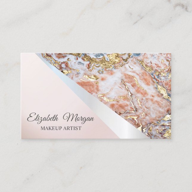 Modern Professional Geometric,Ombre Marble Business Card (Front)
