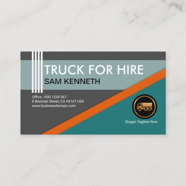 Modern Professional Geometric Shapes Truck Driver Business Card (Front)