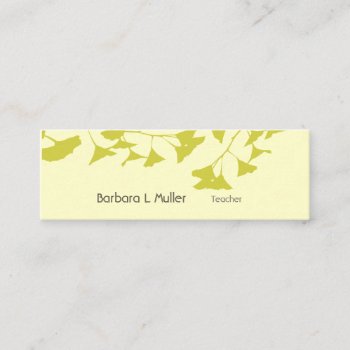 Modern Professional Ginkgo Leaf Nature Minimal Mini Business Card by 911business at Zazzle