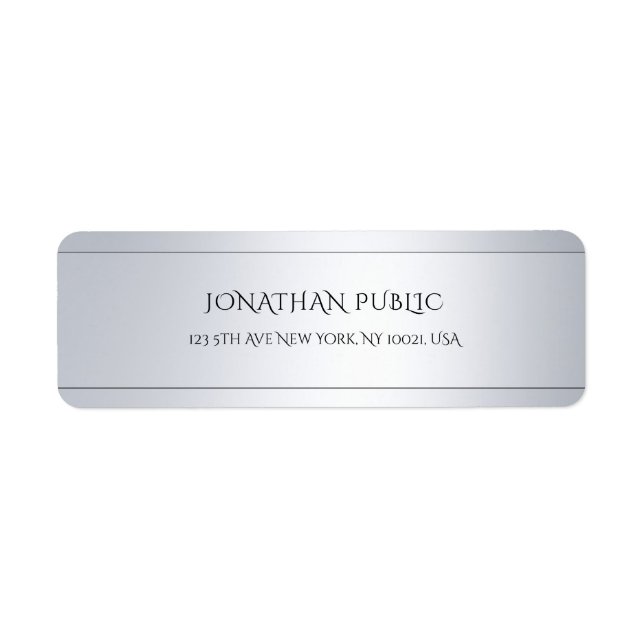 Modern Professional Glamour Silver Return Address Label (Front)