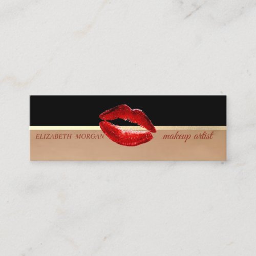 Modern Professional  Glitter LipsMakeup Artist Mini Business Card