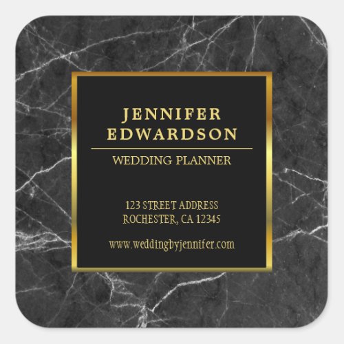 Modern professional gold black marble product square sticker