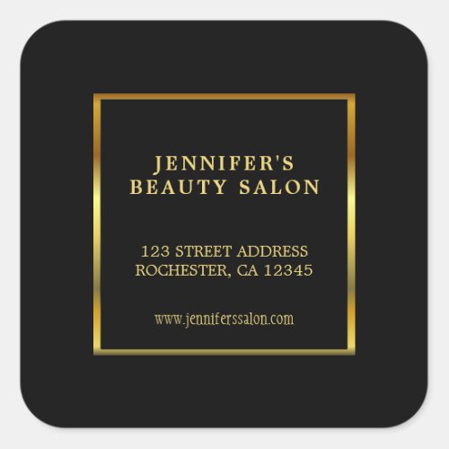 Modern professional gold black return address square sticker