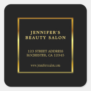 Modern professional gold black return address square sticker