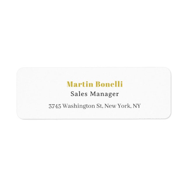 Modern Professional Gold Black & White Serif Font Label (Front)