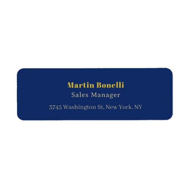 Modern Professional Gold & Blue Color Serif Font Label (Front)