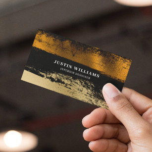 Modern Professional Gold Brush Stroke Abstract Business Card