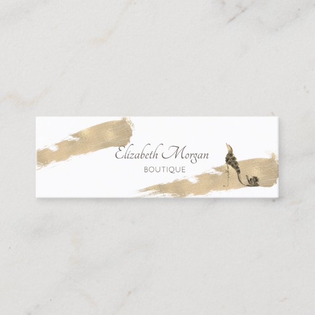 Modern Professional Gold Brush Stroke ,High Heels Mini Business Card (Front)