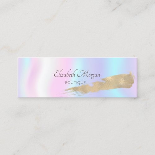 Modern Professional Gold Brush Stroke Holographic Mini Business Card