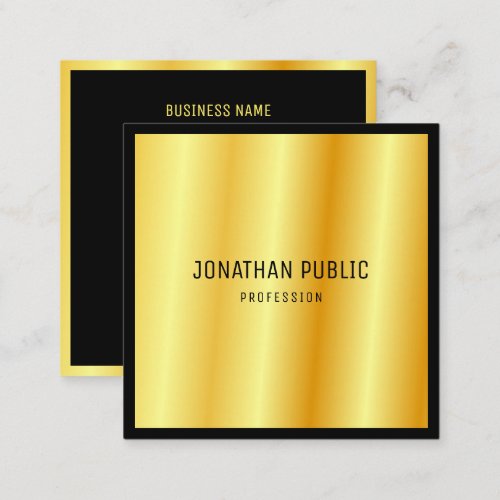 Modern Professional Gold Elegant Custom Template Square Business Card