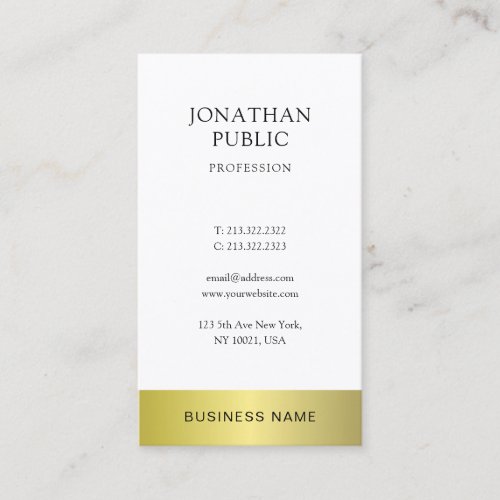 Modern Professional Gold Look Elegant Plain Luxury Business Card