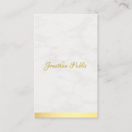 Modern Professional Gold Marble Hand Script Name Business Card