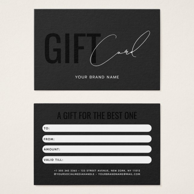 Modern professional gray black customer gift card (Front & Back)