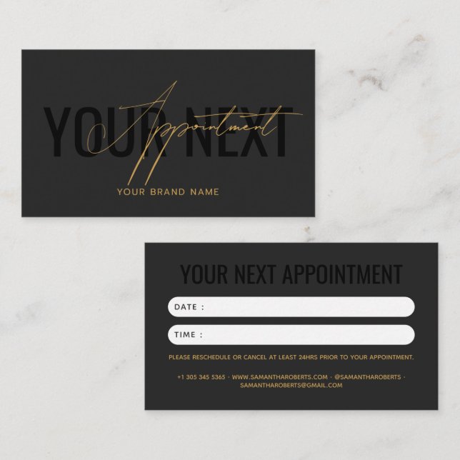 Modern professional gray black your next appointment card (Front/Back)