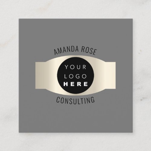 Modern Professional Gray Luminous Custom Logo Square Business Card