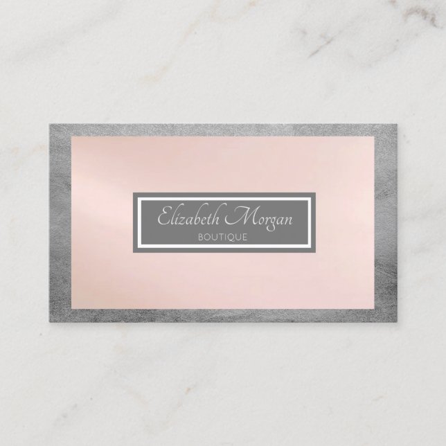 Modern Professional Gray,Pink, Frame Business Card (Front)