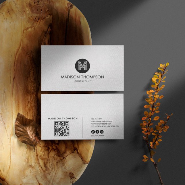  Modern Professional Gray Qr Code Business Card (Creator Uploaded)