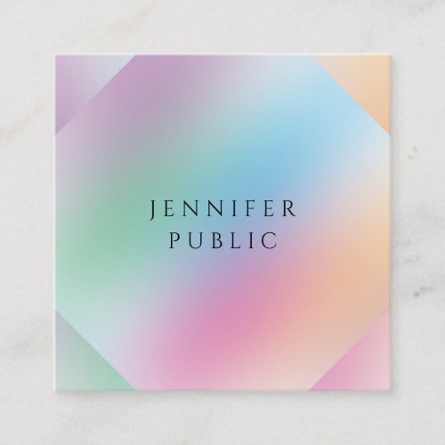 Modern Professional Green Blue Purple Pink Yellow Square Business Card