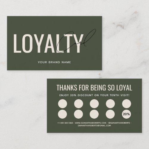 Modern professional green customer loyalty card