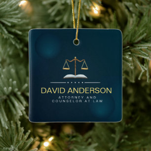 Modern Professional Green Gold Lawyer Ceramic Ornament