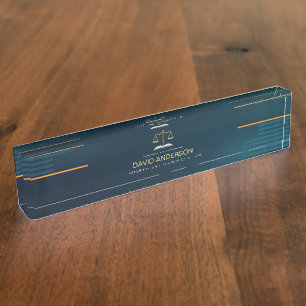 Modern Professional Green Gold Lawyer  Desk Name Plate