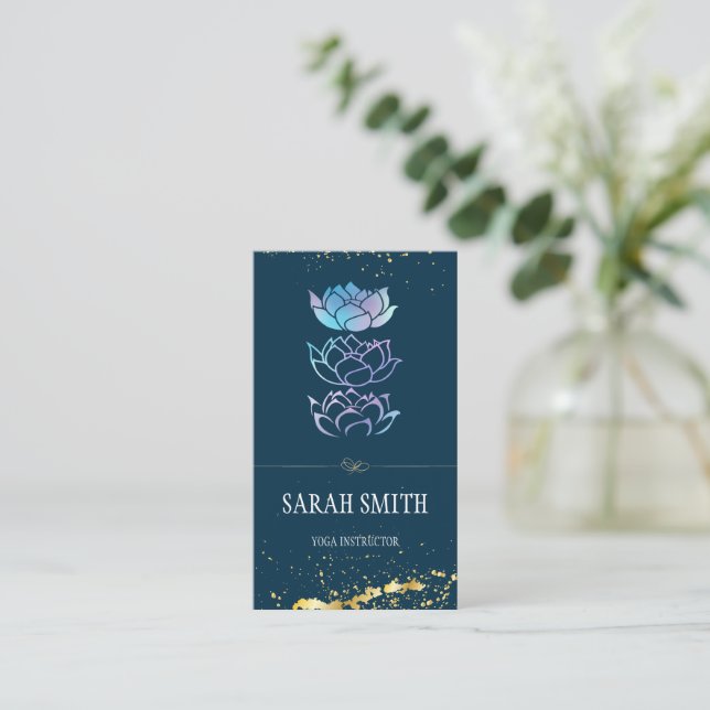 Modern professional green holographic business card (Standing Front)