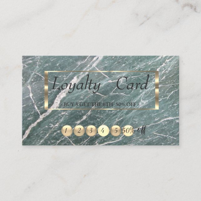 Modern Professional Green Marble  Loyalty Card (Front)