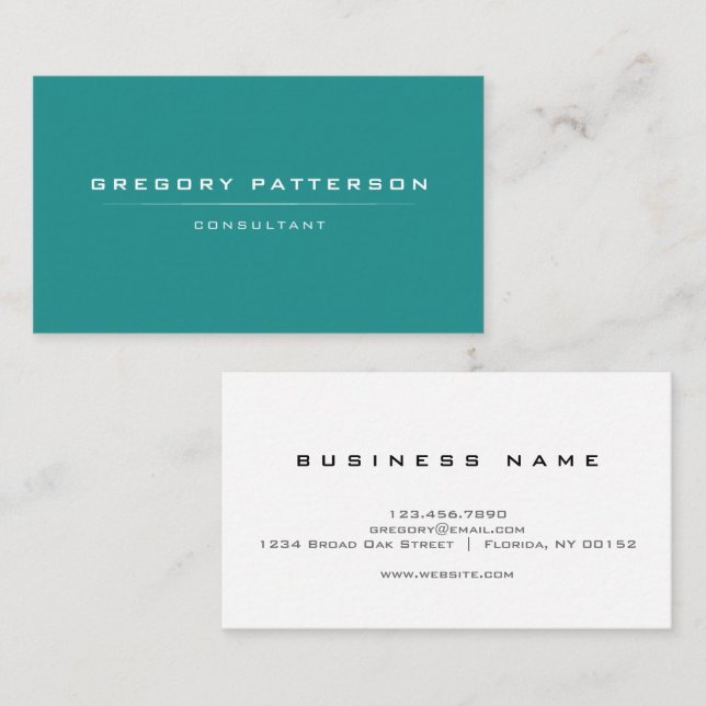 Modern Professional Green Minimalistic  Business Card (Front/Back)