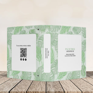 Modern Professional Green Palm Leaves 3 Ring Binder