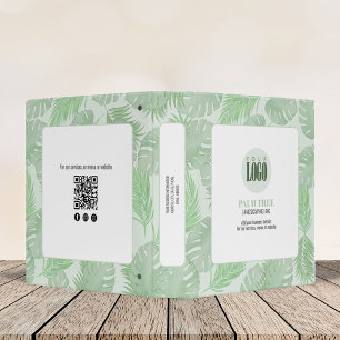 Modern Professional Green Palm Leaves 3 Ring Binder