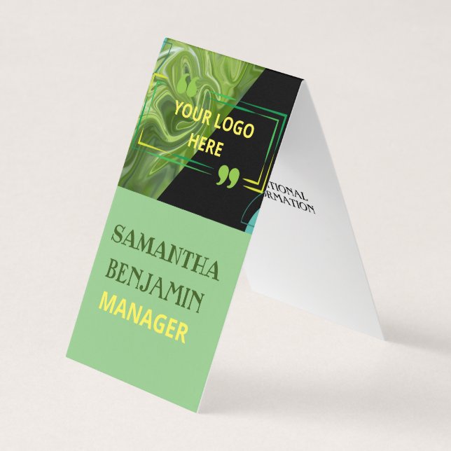Modern Professional Green Trendy Business Card (Front)