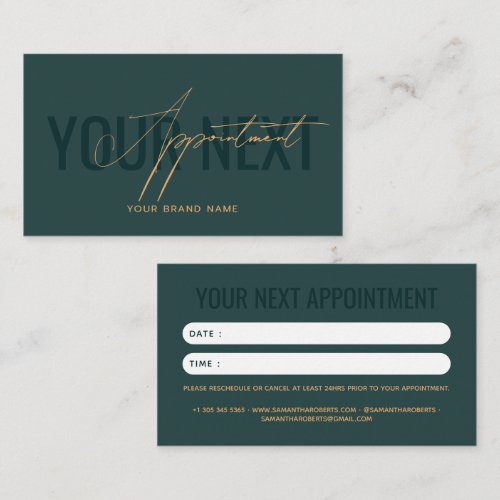 Modern professional green your next appointment card