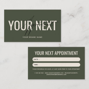 Modern professional green your next appointment card